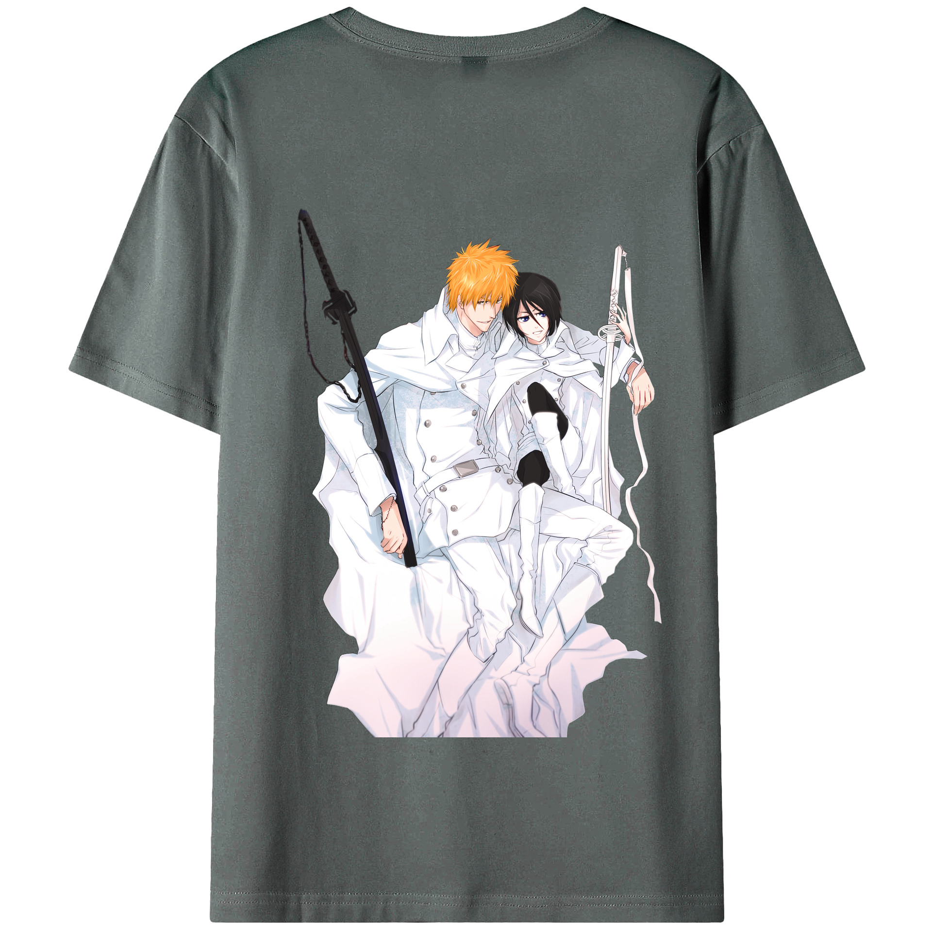 （画像用） ブリーチ 黒崎一護（くろさき いちご）BLEACH Kurosaki Ichigo 綿100％半袖Tシャツ（背面プリント）